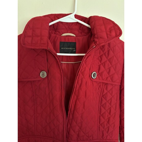 Weatherproof Women's Red LG Quilted Chore Jacket Coat Adjustable Waist Farm Barn - Picture 7 of 9